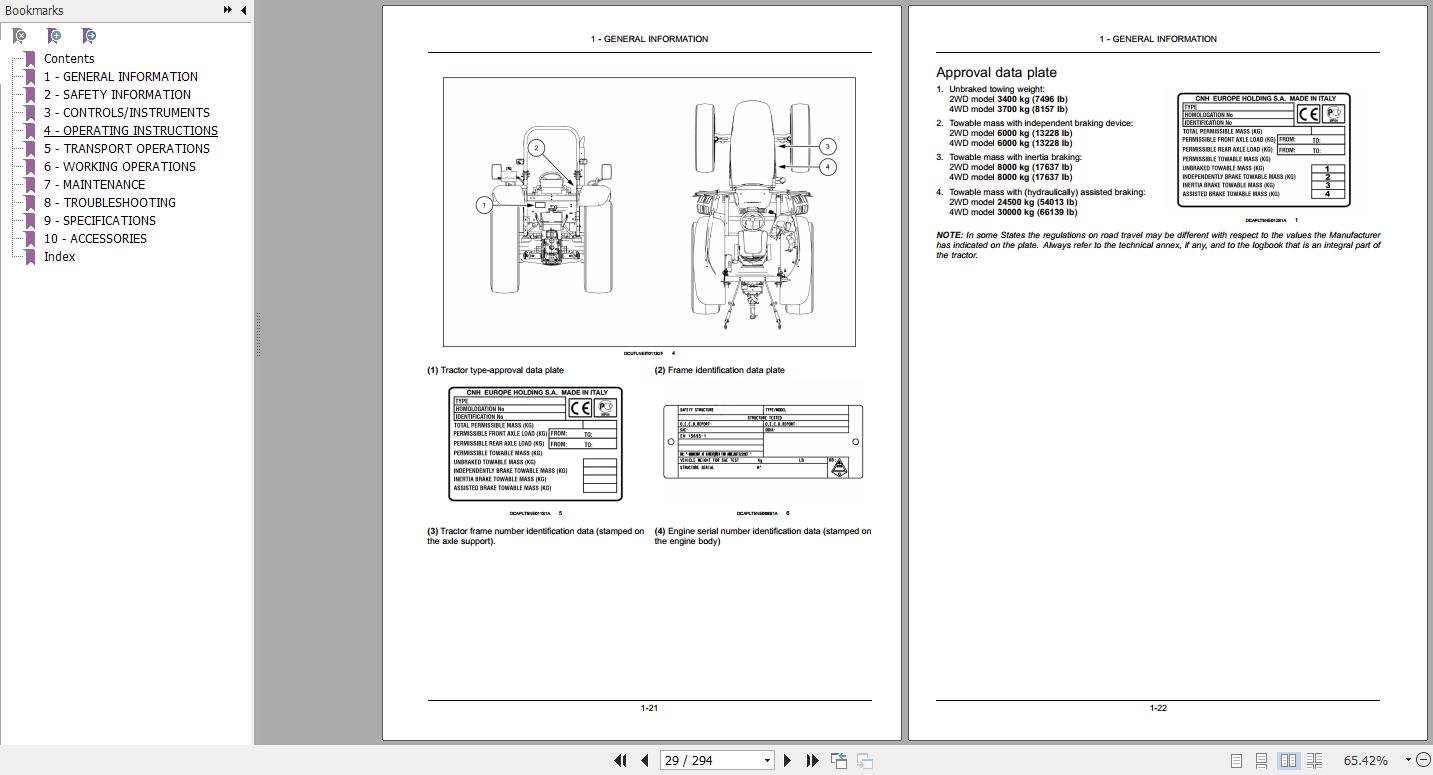 New Holland T485 T495 T4105 Tractor Operators Manual47435535 2