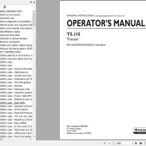 New Holland T5115 Tractor Operators Manual51594182 1