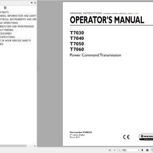 New Holland T7030 T7040 T6070 T7050 T7060 Power Command Transmission Tractor Operators Manual47458232 1