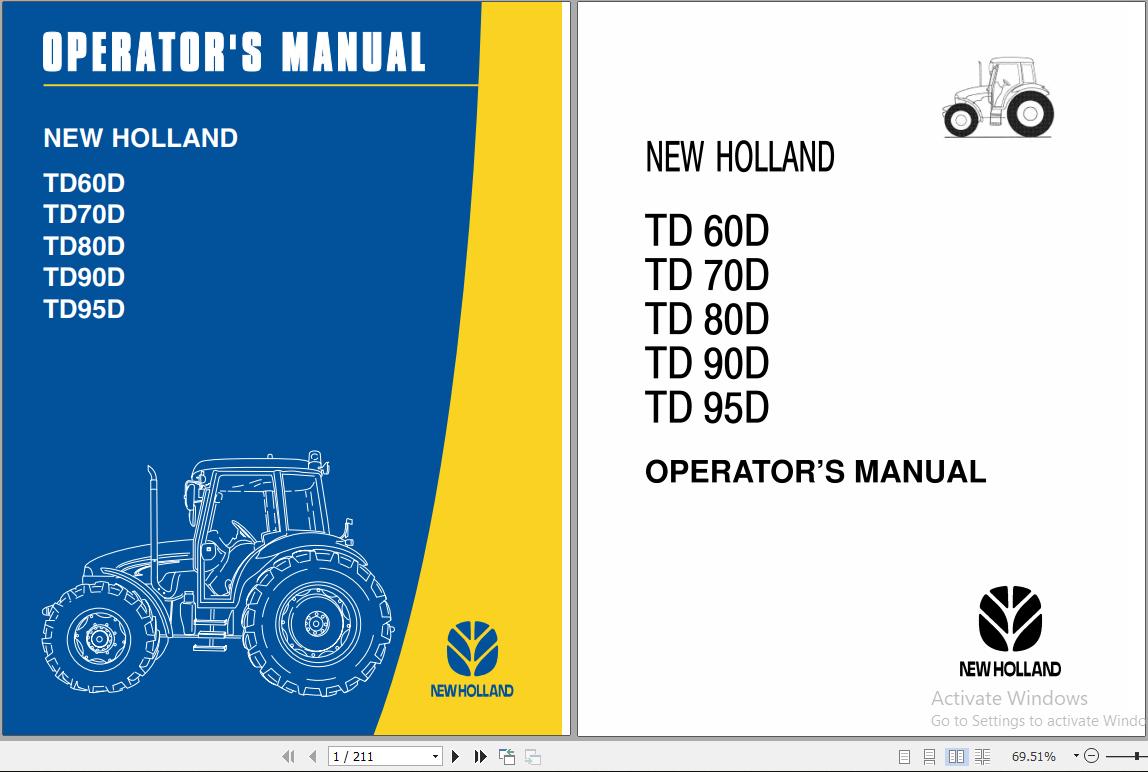 New Holland TD60D TD70D TD80D TD90D TD95D Tractor Operators Manual5091825 1