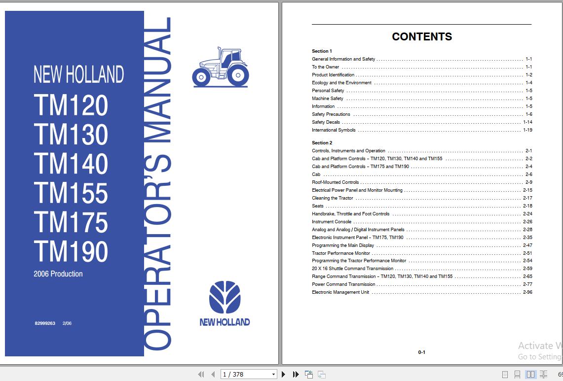 New Holland TM Tractor Operators Manual82999263 1