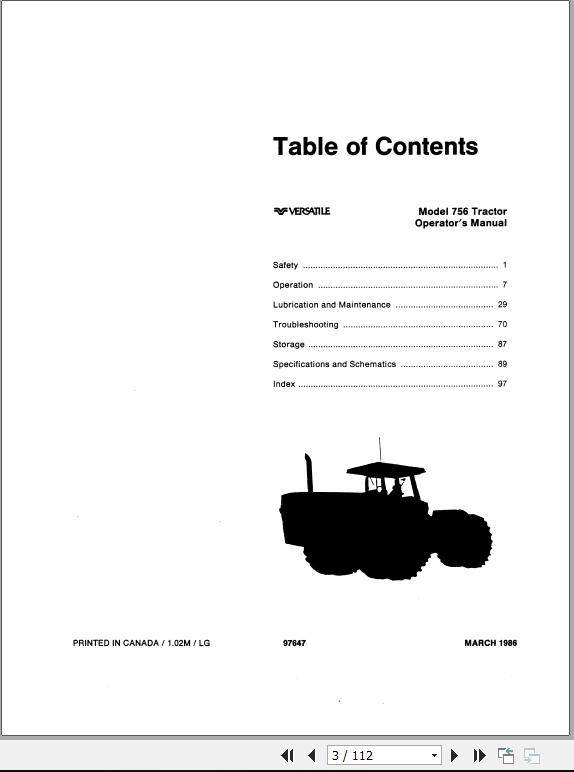 New Holland Versatile 756 Tractors Operators Manual42075611 2
