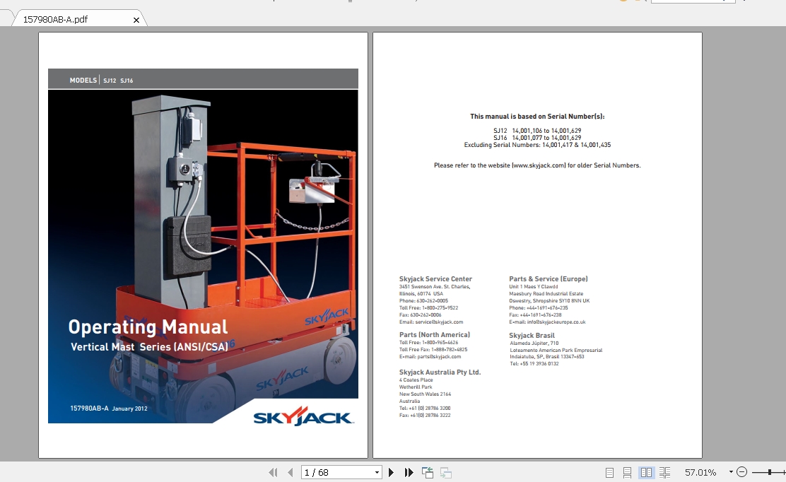 Skyjack AWP All Models 2020 Documentation PDF 4 1