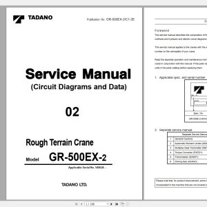 Tadano Crane GR 500EX GX 500EXL Service Manual Diagrams 1