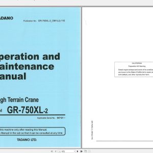 Tadano Crane GR750XL 2 Operation and Maintenance Manual 1 1