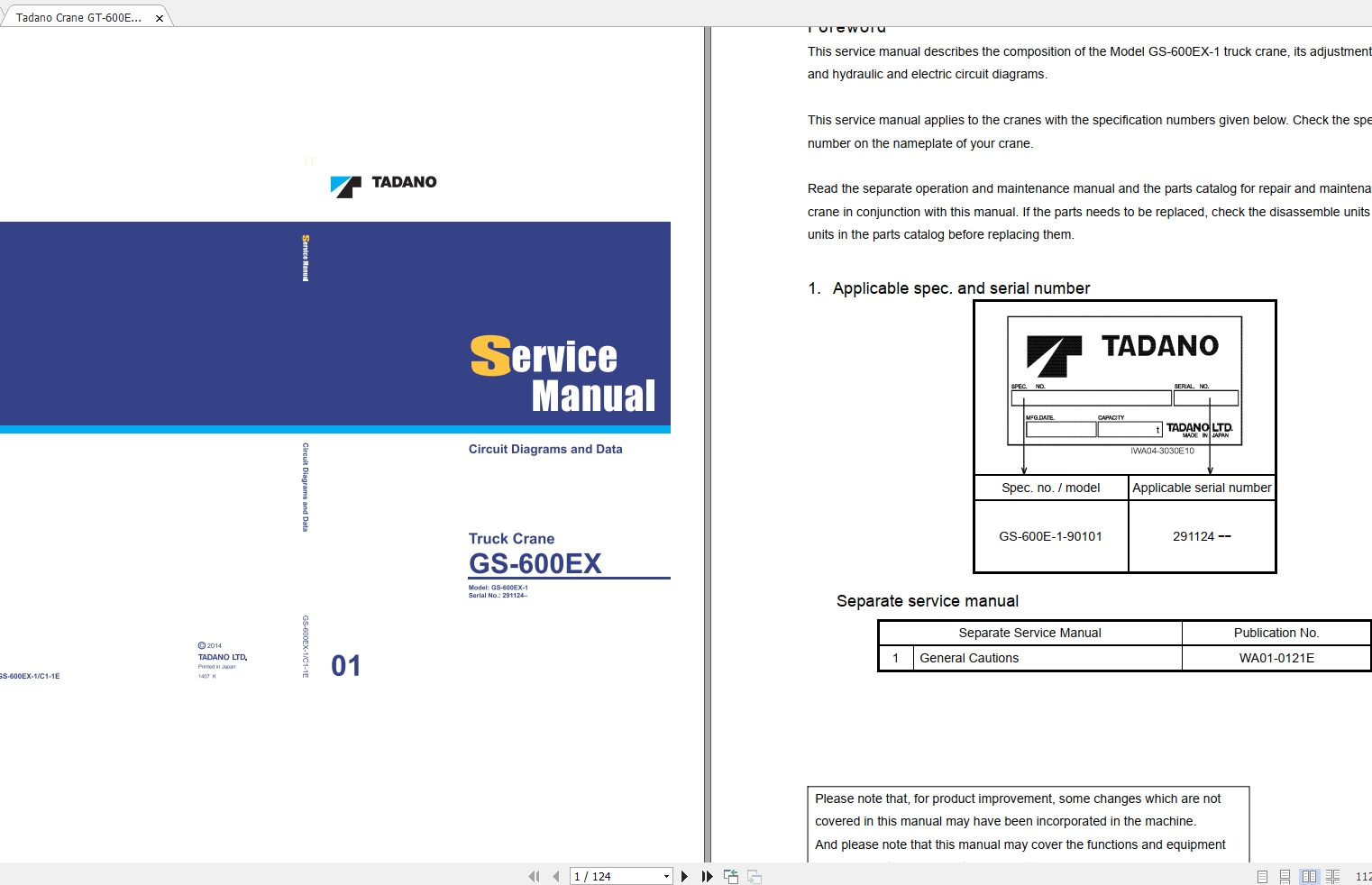 Tadano Crane GT 600EX 1C1 1E Circuit Diagram Data291124 0