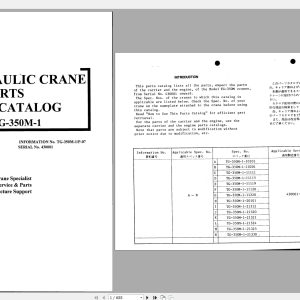 Tadano Crane TG 350M 1P 0700001 Parts Catalog430001 1