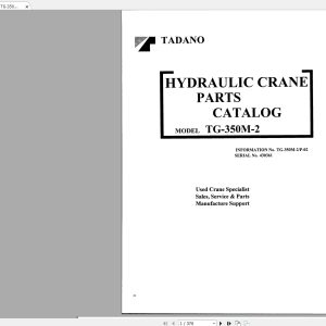 Tadano Crane TG 350M 2P 0200001 Parts Catalog430361 1
