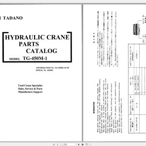 Tadano Crane TG 450M 1P 0400001 Parts Catalog425001 2