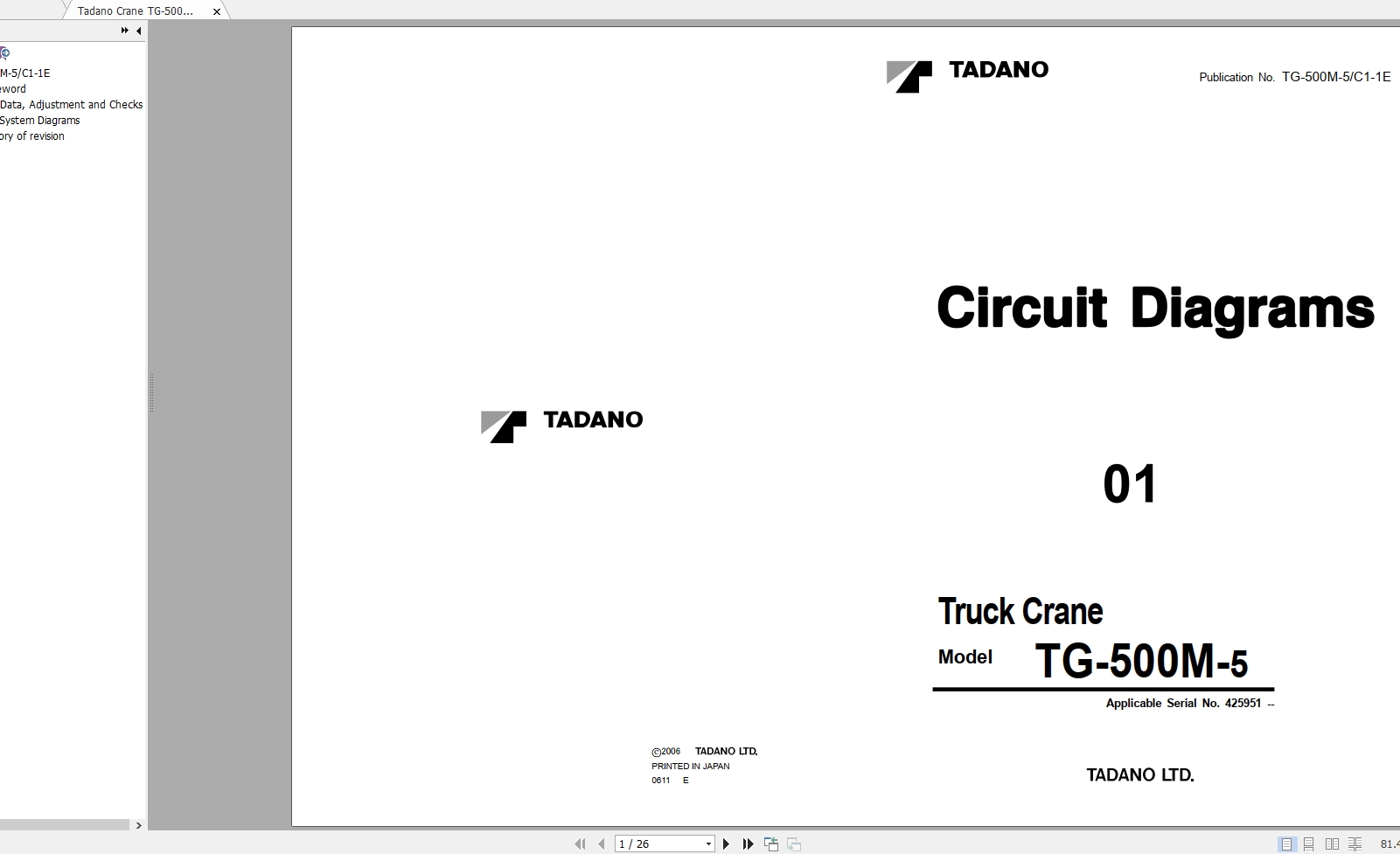 Tadano Crane TG 500M 5C1 1E Circuit Diagram425951 1