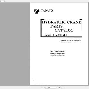 Tadano Crane TG 600M 1P 0400001 Parts Catalog465003 1 1