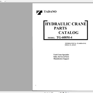 Tadano Crane TG 600M 4P 0200001 Parts Catalog465145 1