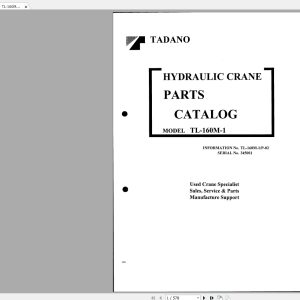Tadano Crane TL 160M 1P 0200001 Parts Catalog345001 1