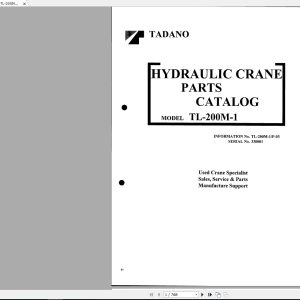 Tadano Crane TL 200M 1 Series Parts Catalog 1