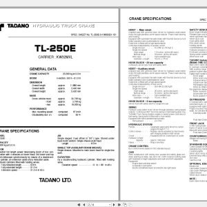 Tadano Crane TL 250E Circuit Diagram Load Chart 1