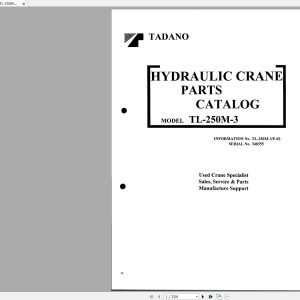 Tadano Crane TL 250M 3P 0200001 Parts Catalog340355 1