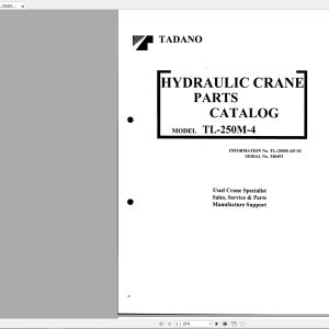 Tadano Crane TL 250M 4P 0200001 Parts Catalog340493 1