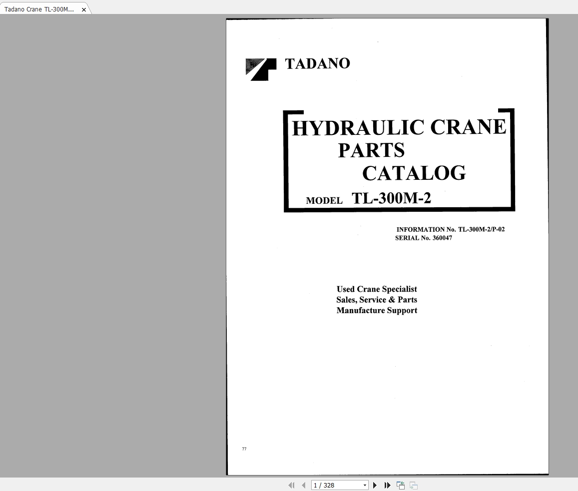 Tadano Crane TL 300M 2P 02 Parts Catalog360047 1