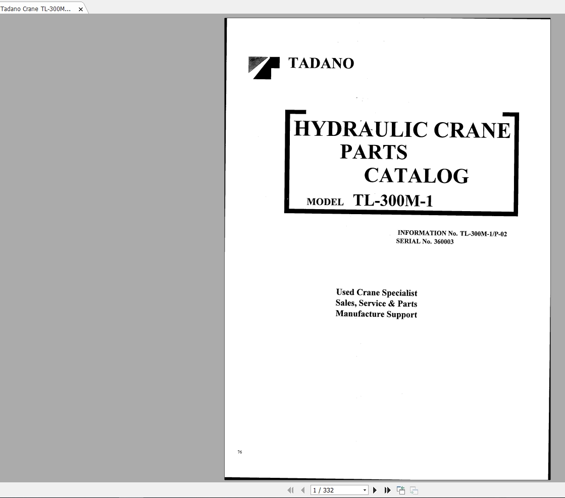 Tadano Crane TL 300 Electric Circuit Diagrams 2 1