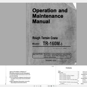 Tadano Crane TR 160M 3 Diagrams Operation   Maintenance Manual 1