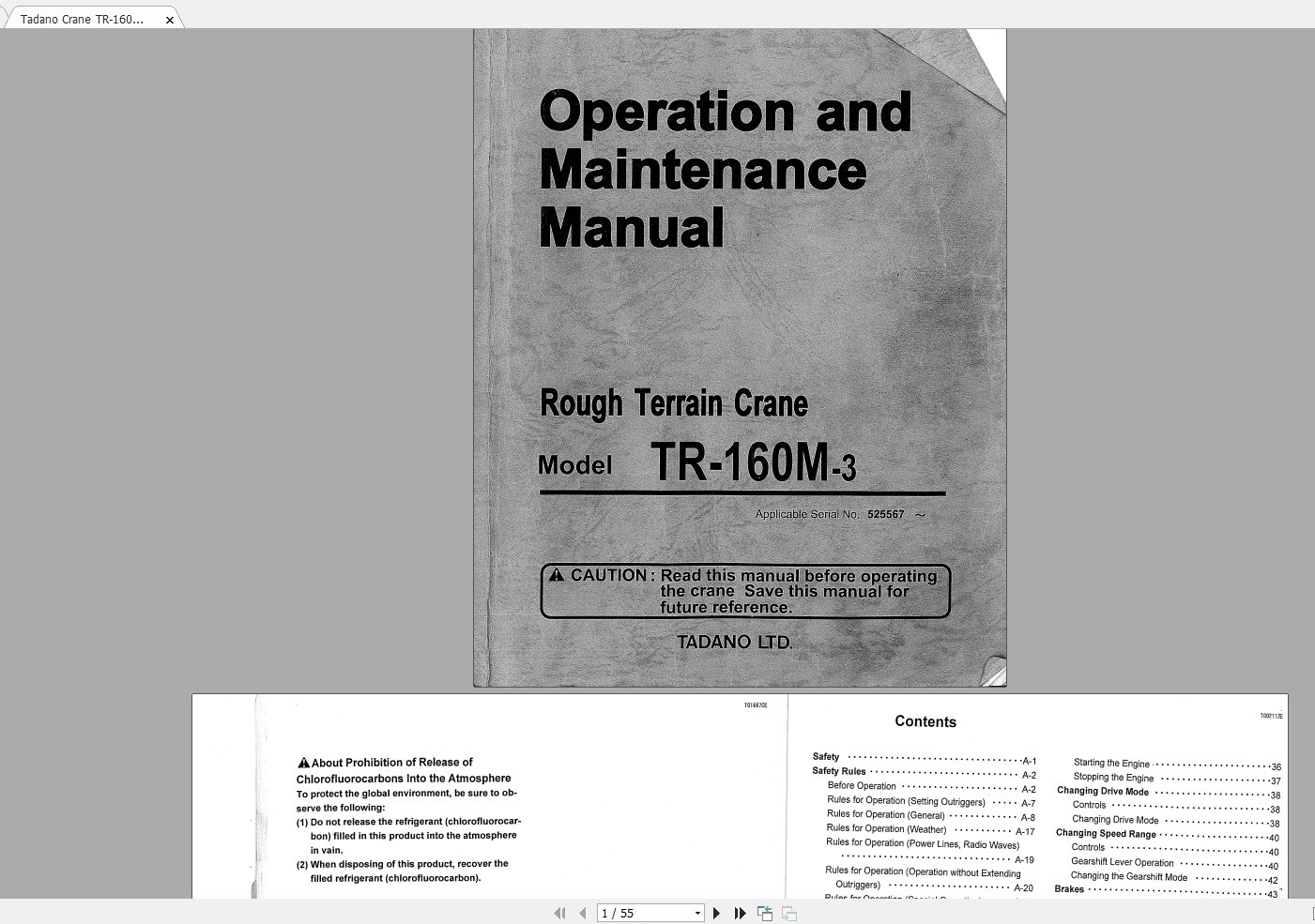 Tadano Crane TR 160M 3 Diagrams Operation   Maintenance Manual 1