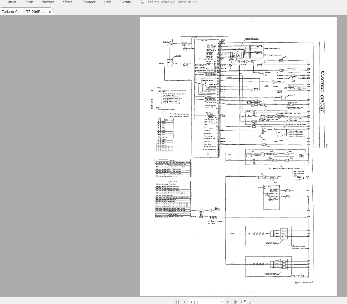 Tadano Crane TR 200EX 2 Electric Circuit344 110 60000 1