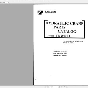 Tadano Crane TR 200M 1P 03 Parts Catalog520001 1