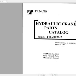 Tadano Crane TR 200M 2P 02 Parts Catalog520231 1