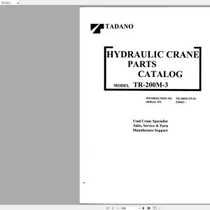 Tadano Crane TR 200M 3P 02 Parts Catalog520603 1 1