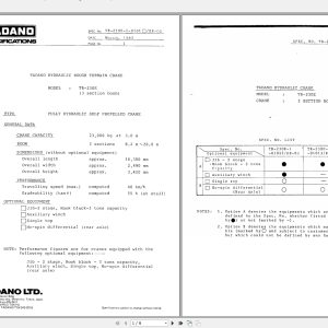 Tadano Crane TR 230E 1 Load Charts Specifications 1 1