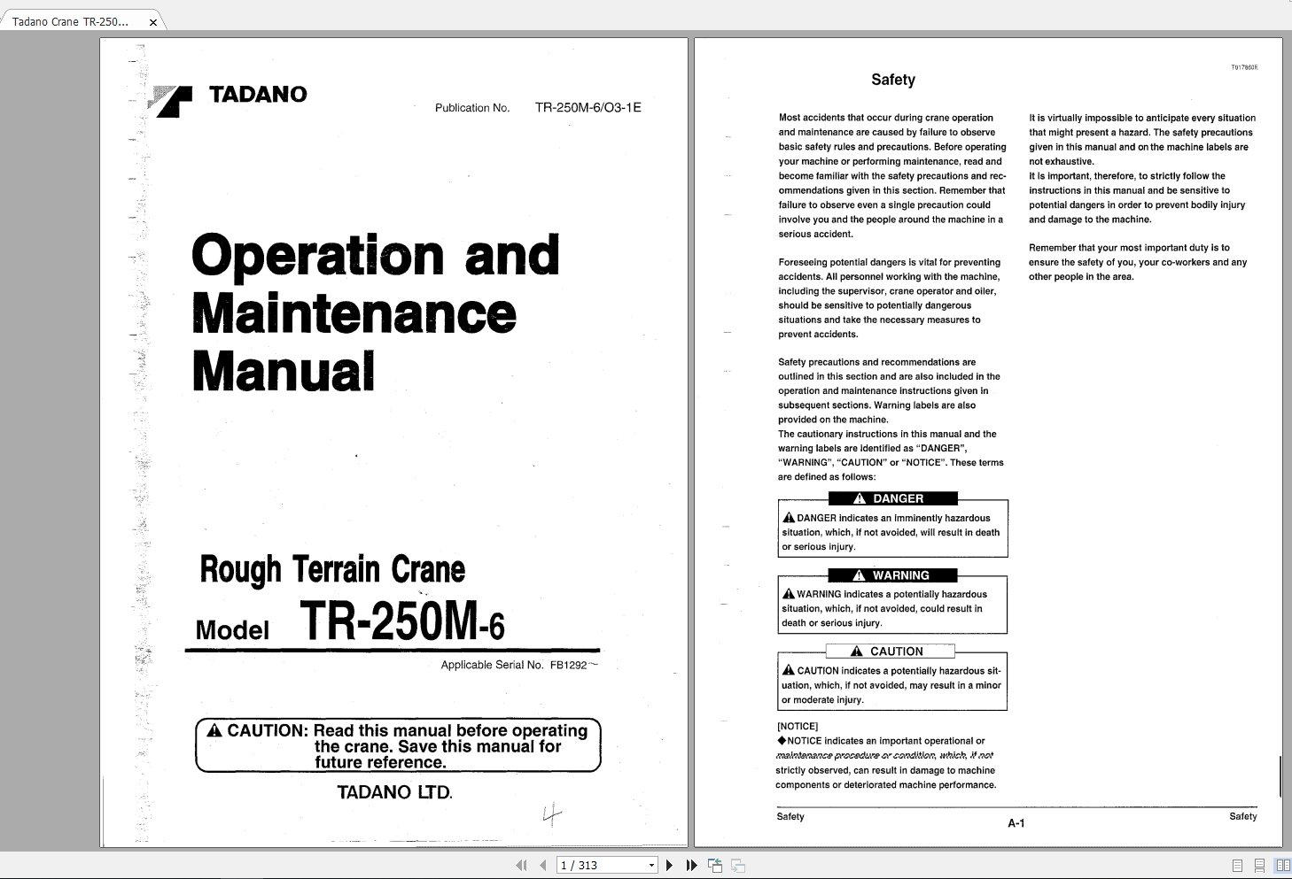 Tadano Crane TR 250M 6 Service Manuals 2