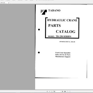Tadano Crane TR 250 Spare Parts Catalog 1