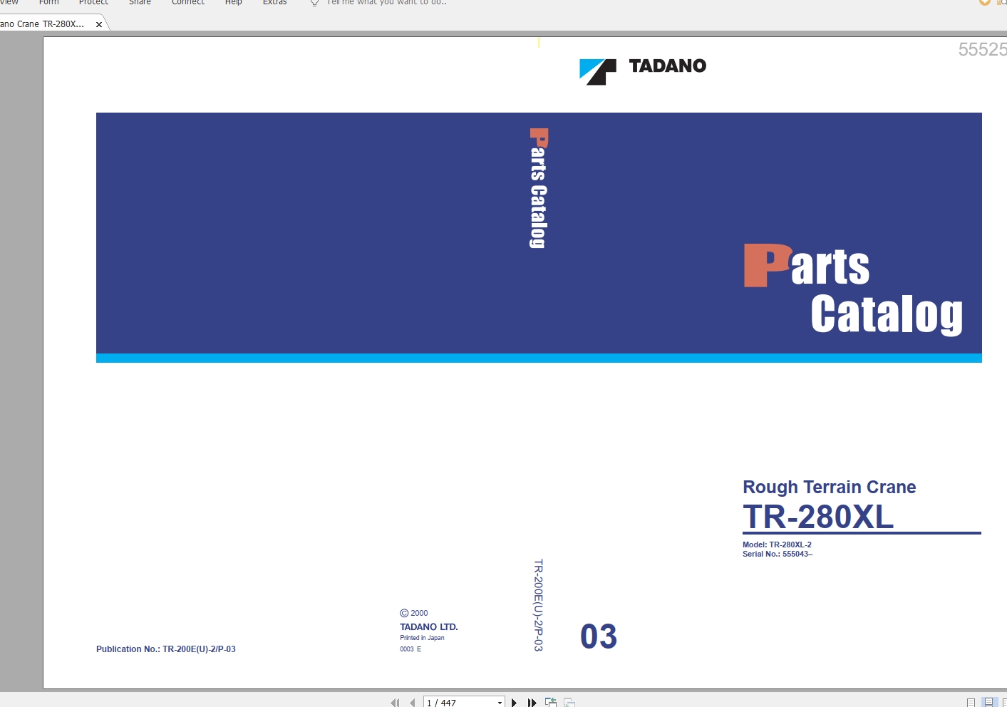 Tadano Crane TR 280XL 2 555043 Parts CatalogTR 200EU 2P 03 1