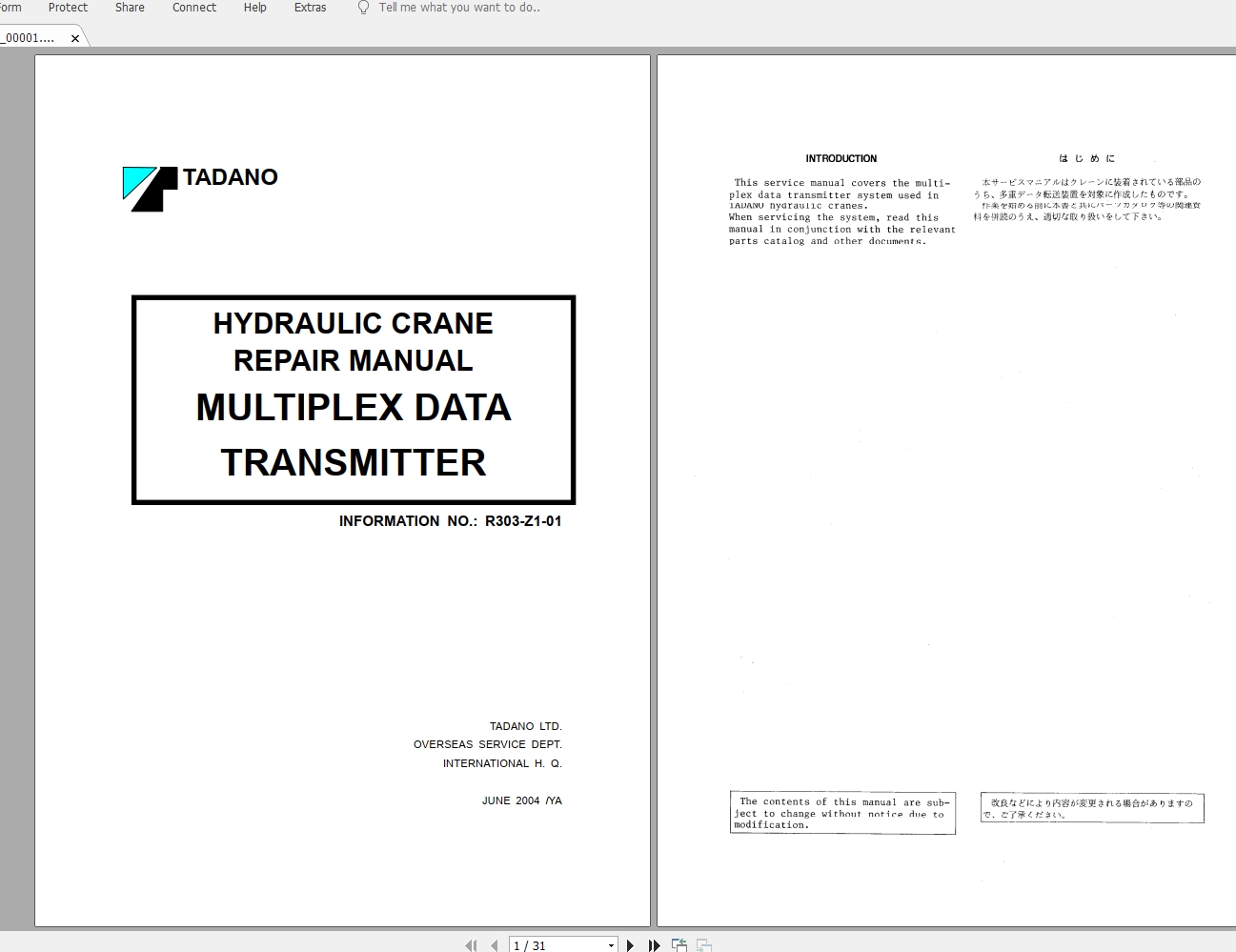 Tadano Crane TR 280XL 2 555043 Parts CatalogTR 200EU 2P 03 2 1