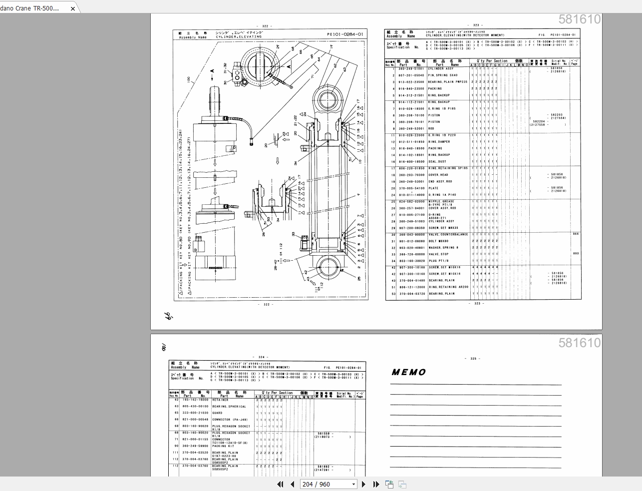 Tadano Crane TR 500M 3 Spare Parts Diagram 2