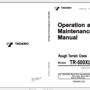 Tadano Crane TR 500XL 4 Operation Maintenance Manual540358 1