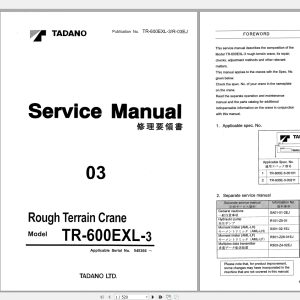 Tadano Crane TR 600EXL 3 Service Manuals545366 1