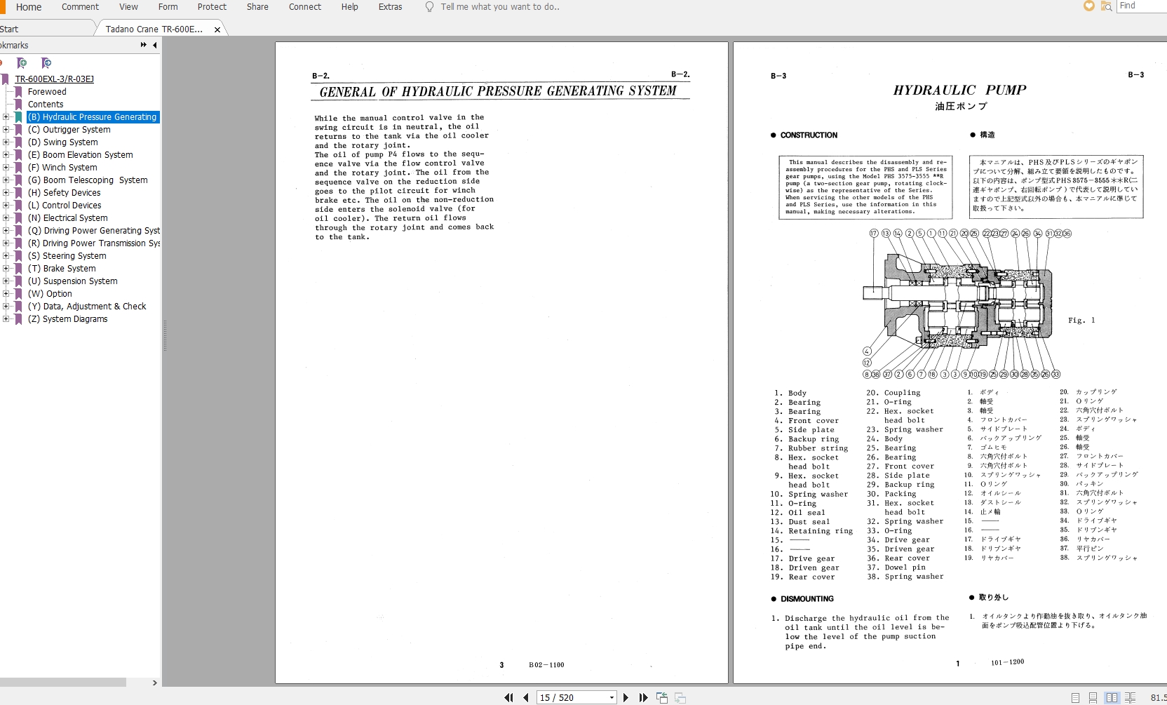 Tadano Crane TR 600EXL 3 Service Manuals545366 2