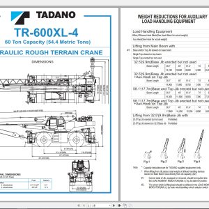 Tadano Crane TR 600XL 4 Operation Maintenance Manual 1
