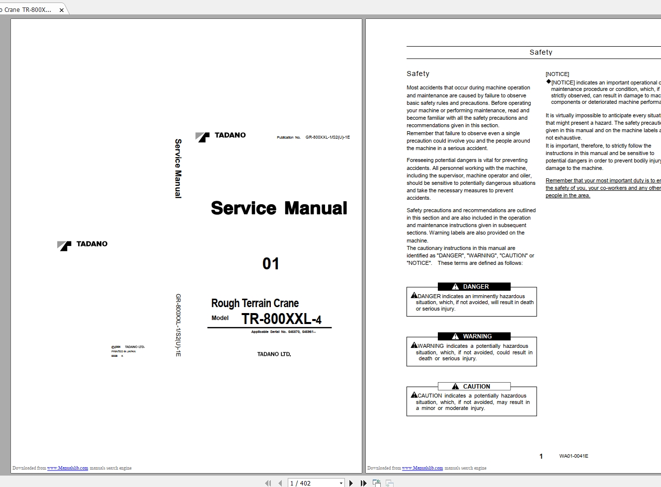 Tadano Crane TR 800XXL 4 Service Manual 2