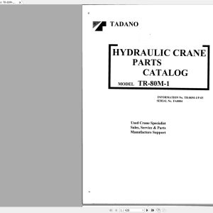 Tadano Crane TR 80M Parts Catalog Diagrams 1