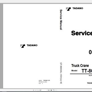 Tadano Crane TT GT 800XXL 1S1U 1E Service Manual475326 1