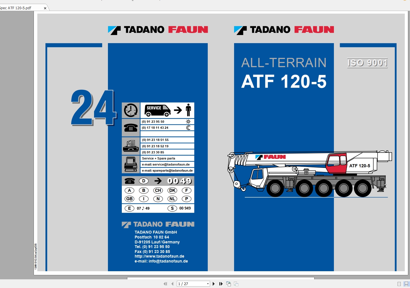 Tadano Faun ATF 120 5 Hydraulic System Load Chart 1 1