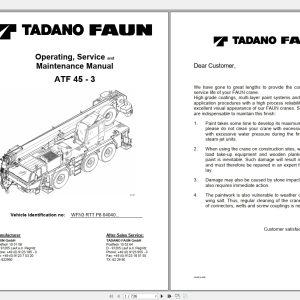 Tadano Faun ATF 45 3 Operating Service Maintenance Manual 1