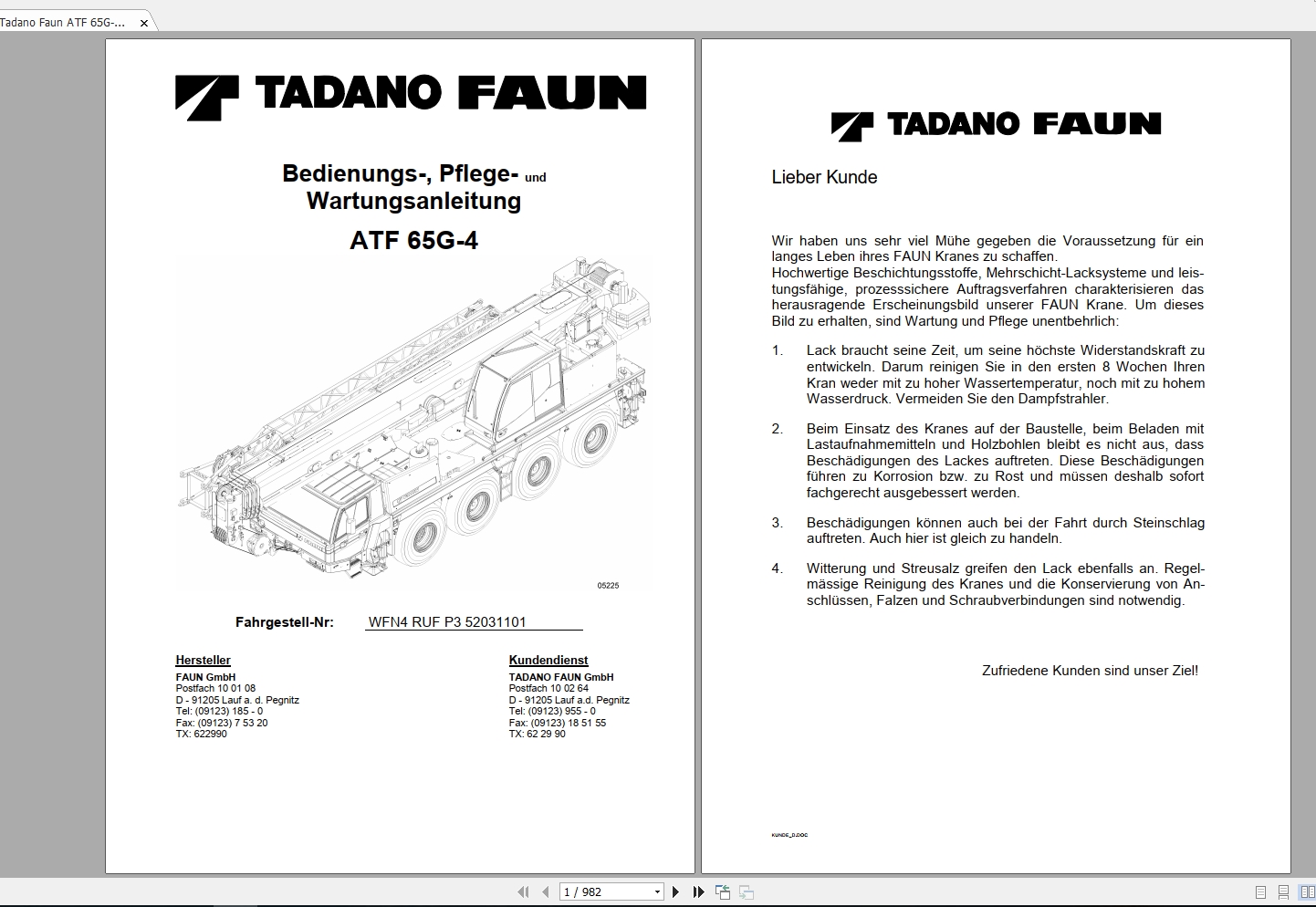 Tadano Faun ATF 65G 4 Operating Service Maintenace Manual 1 2