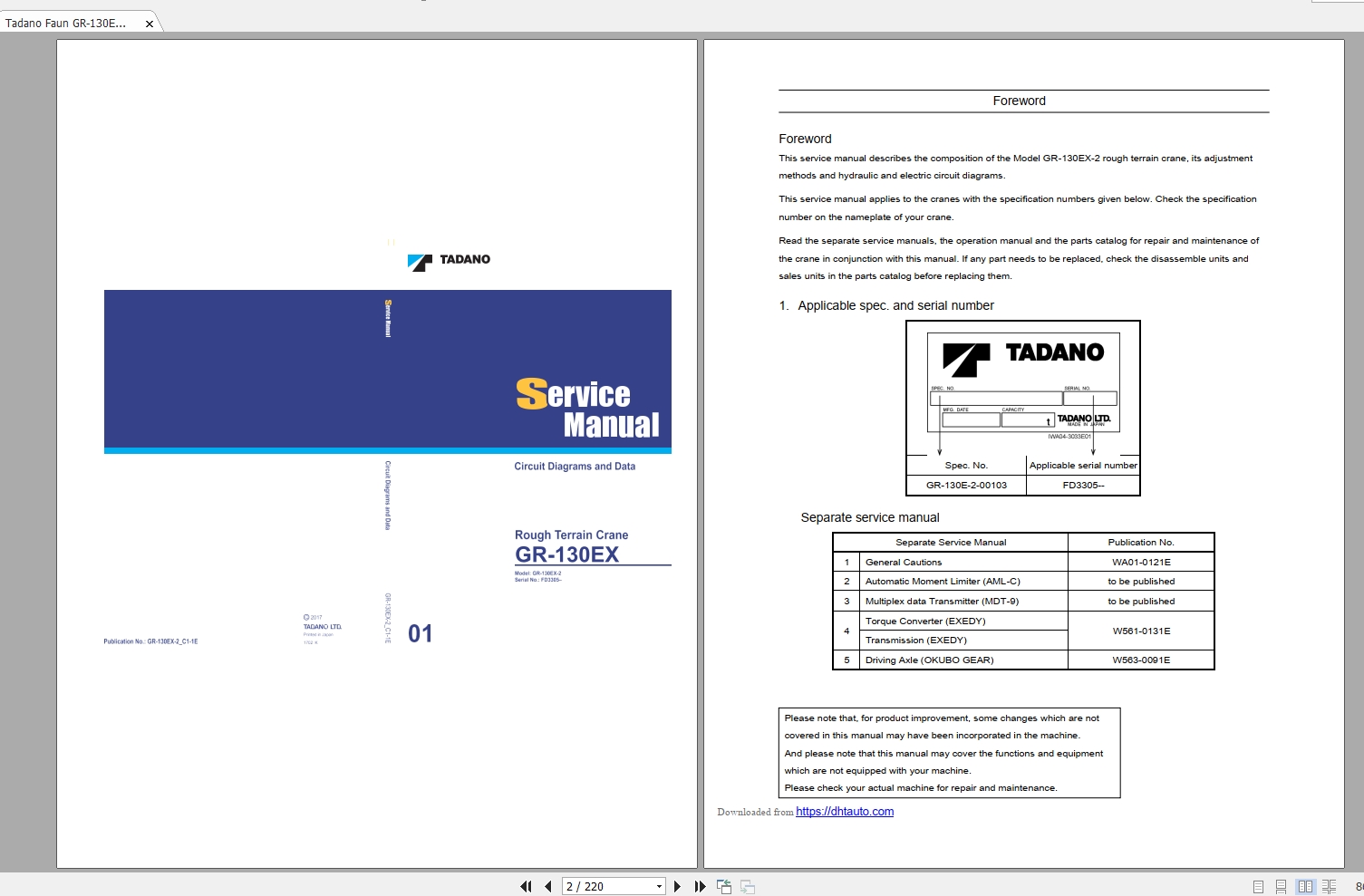 Tadano Faun GR 130EX 2 Circuit Diagram DataFD3305 2