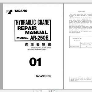 Tadano Hydraulic Crane AR 250E Repair Manual 1