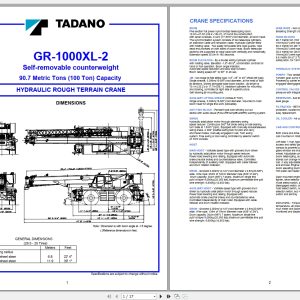 Tadano Rough Terrain GR 1000 2 00104ES 06 Capacity Load Charts 1