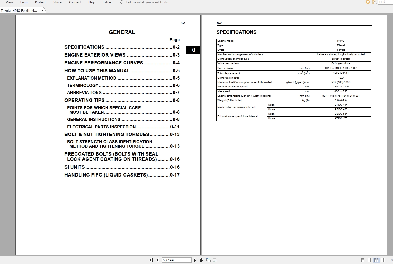 ToyotaHINO Forklift N04C CE674 Dieasel Engine Repair Manual2007 2
