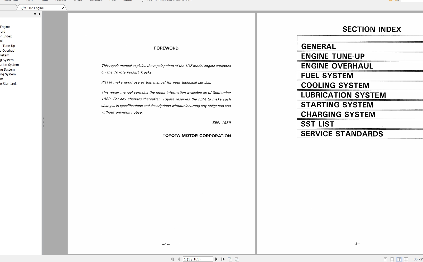 Toyota Forklift 1DZII CE618 Diesel Engine Repair Manual 1